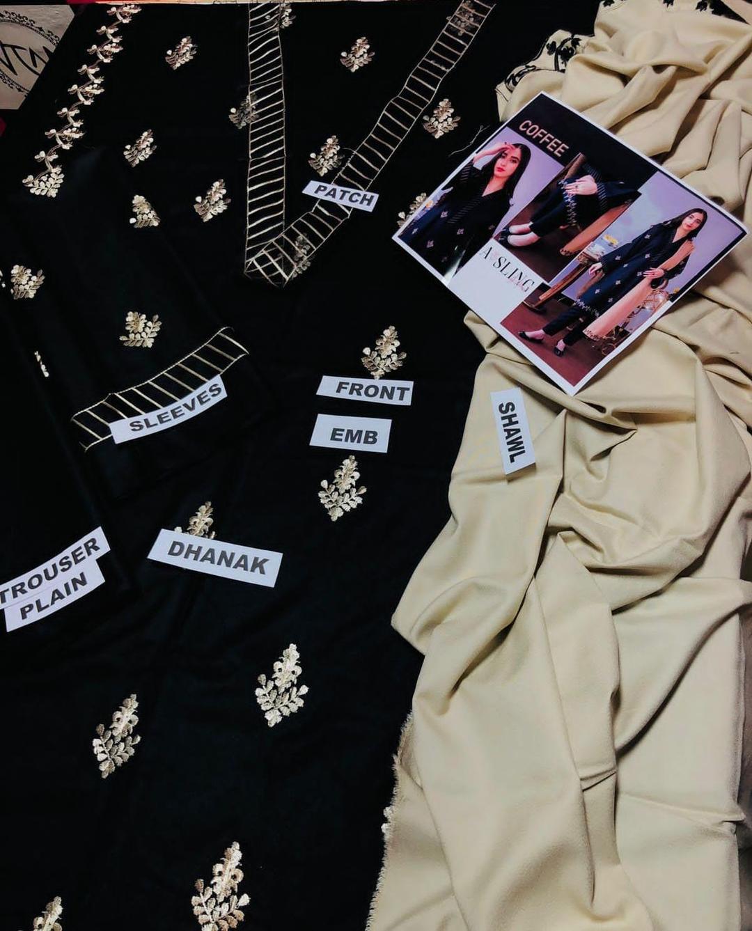 3 Pcs Women's Unstiched Embroidered Suit