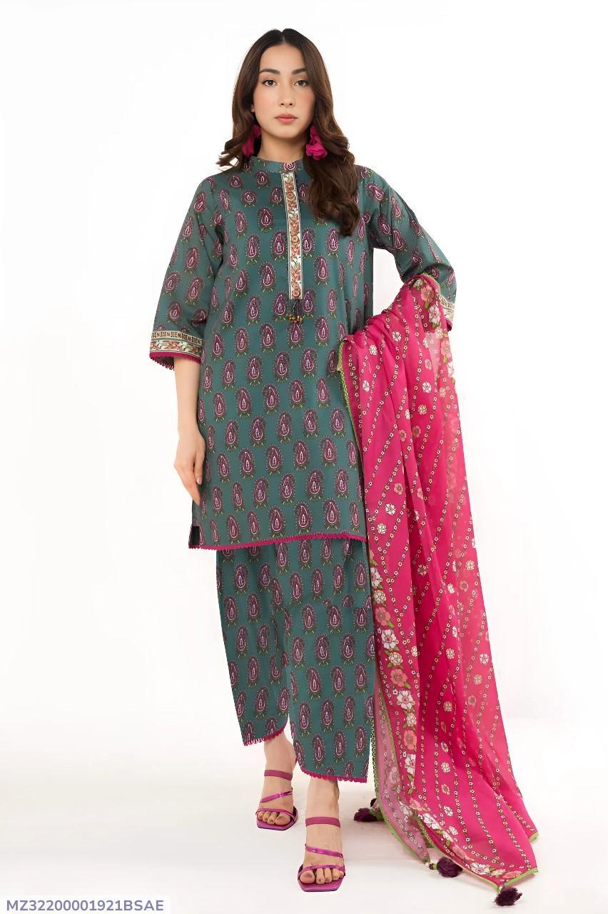 3 Pcs Women's Unstiched Printed Suit